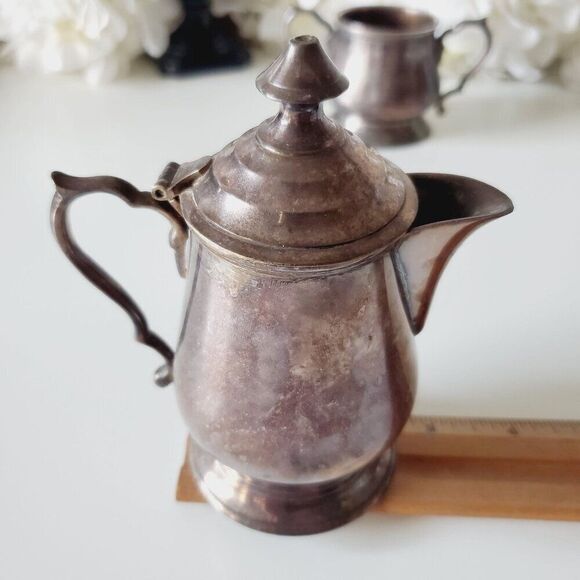 Vintage Victorian Silver Sugar Bowl and Creamer Set Decorative - Picture 3 of 16